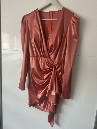Cocktailkleid Abendkleid Party Hochzeit Apricot Volant Gr. S - Bild 2 von 4
