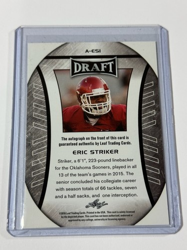 2016 Leaf Draft Autographs #AES1 Eric Striker Auto - Picture 2 of 2
