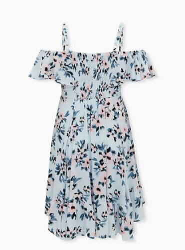 Vestido Pañuelo Torrid Mujer Talla Grande 1X 14-16 Azul Floral Hombro Frío - Imagen 4 de 5