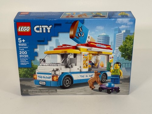 LEGO City tolle Fahrzeuge Eiswagen LKW Spielzeug, 60253 Set mit Skater & Hund