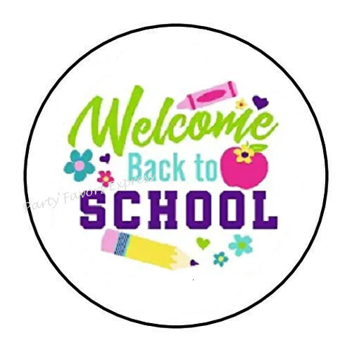 30 WELCOME BACK TO SCHOOL ENVELOPE SEALS LABELS PARTY FAVORS STICKERS 1.5