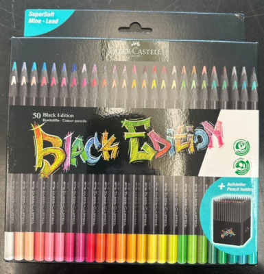 Black Edition Colored Pencils  50 Count Black Wood and Super Soft Core Lead