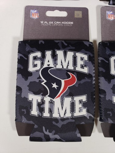 Juego de 4 Houston Texans NFL Fútbol 12 OZ Lata Koozies TIEMPO DE JUEGO NUEVO - Imagen 2 de 7