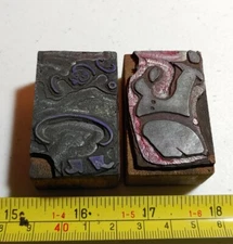 Vintage Letterpress Printing Block 2 Color Santa (Unsure if it's Complete)