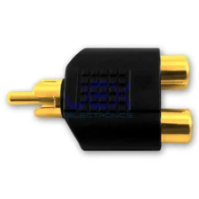 Male RCA/Phono to Twin/2-way Female RCA Splitter/Adapter Gold Plated Audio/Video