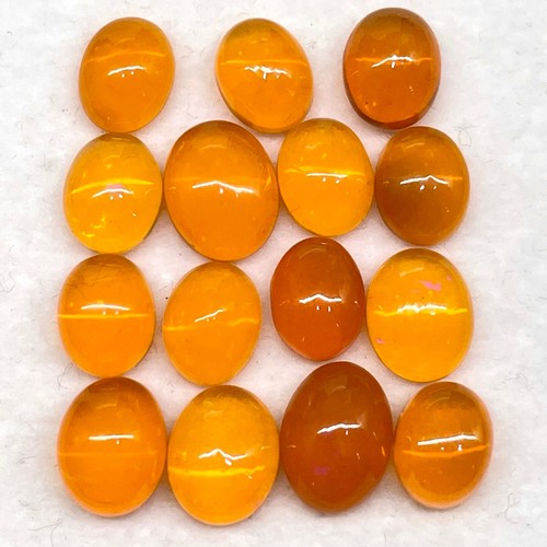 15 Pcs Natural Ethopian Orange Opal 8.9mm to 10.7mm Oval Cabochon Gemstones Lot - Picture 6 of 16