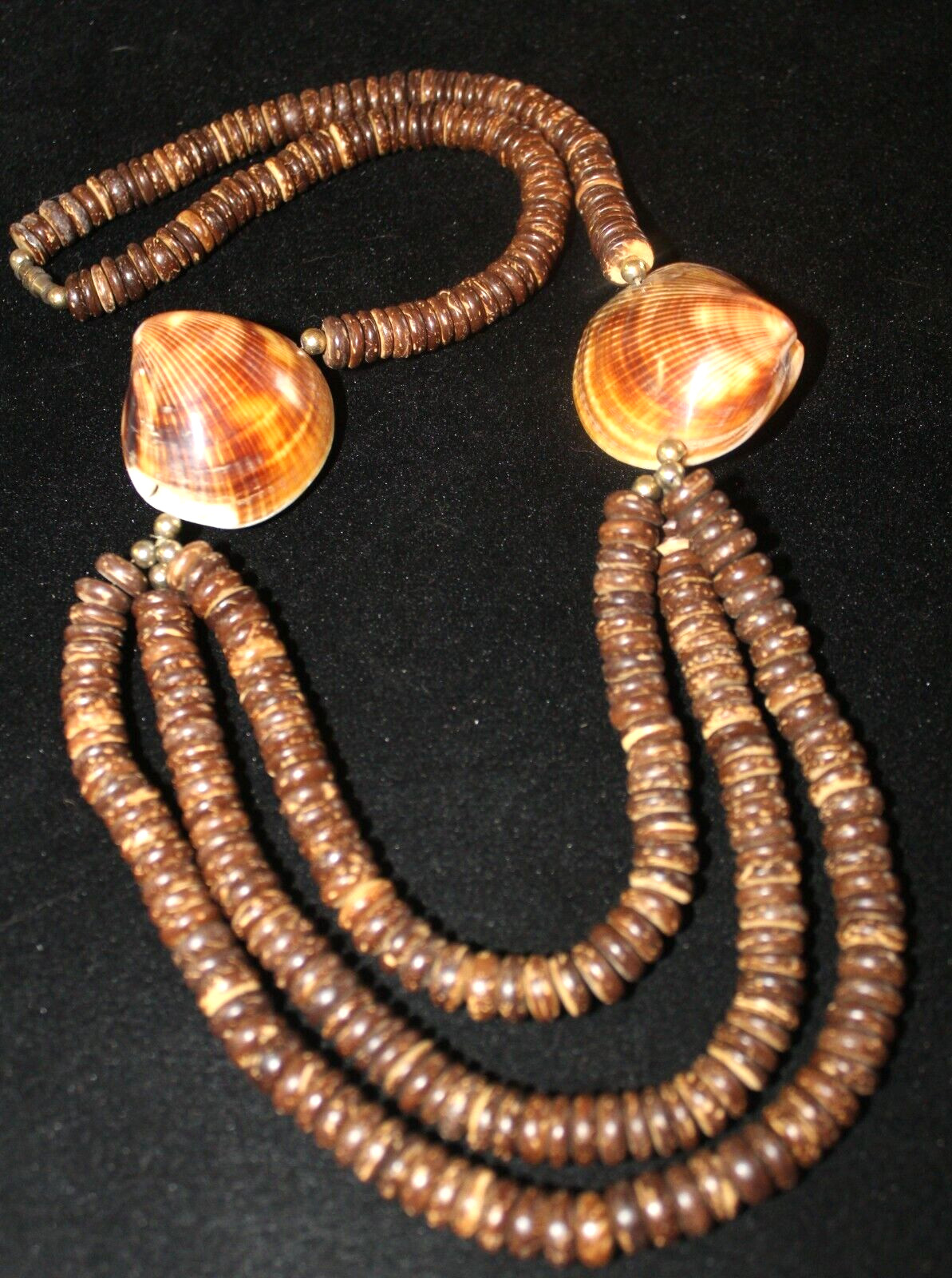 Brown Unique Two Clam Shell Statement Bib Chunky … - image 2