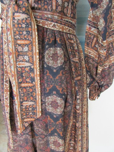 VTG 80's YSL Inspired Jacques Molko Paris Wool Paisley Medallion Dress S - Picture 6 of 16