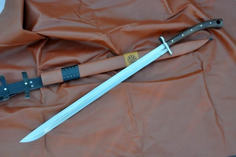 Espada Grosser Messer: Espada afilada templada espiga completa de acero de resorte hecha a mano 34" Foto 4 de 4