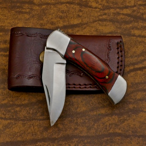 Rody Stan HAND MADE D2 BLADE FOLDING POCKET KNIFE - BACK LOCK - WOOD - AS-5641
