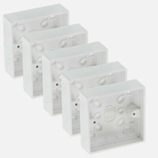 5 x Surface Mounted Back Box 25mm Wall Pattress Single 1 Gang Electrical Socket