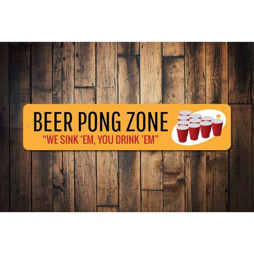 Beer Pong Zone Sign Man Cave Aluminum Metal Decor Sign - Picture 2 of 4