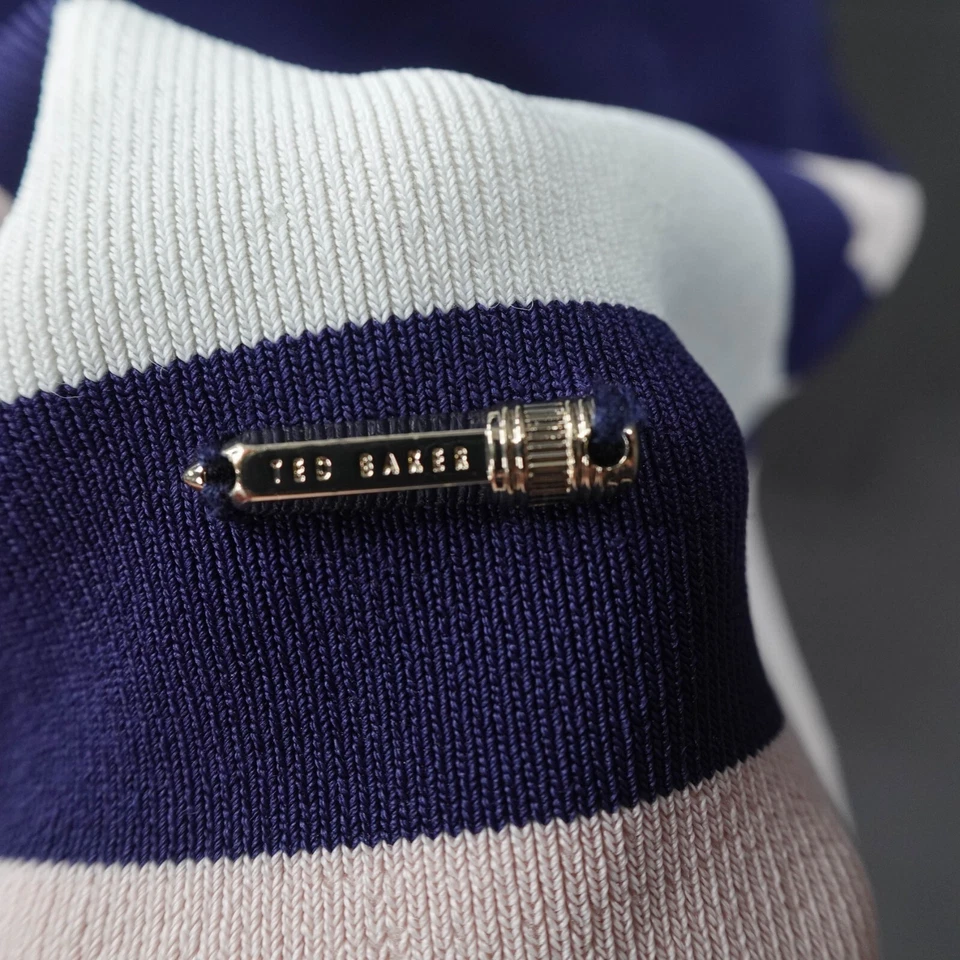 Ted Baker Colour by Numbers Dress Womens US 12 Retro Preppy Border Stripe - Image 3 of 4