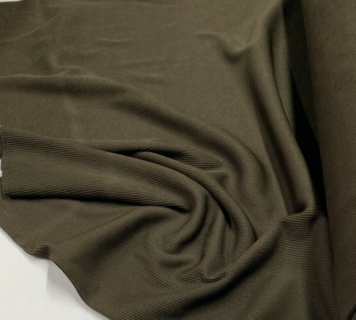 DARK BROWN POLYESTER 2X2 RIBBING FABRIC : 70cm TUBE WIDTH : CUFFS/COLLARS/BANDS - Foto 2 di 3
