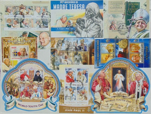 Pope John Paul II 100 diff mini & souv. sheets Composition Lot - 第 5/10 張圖片