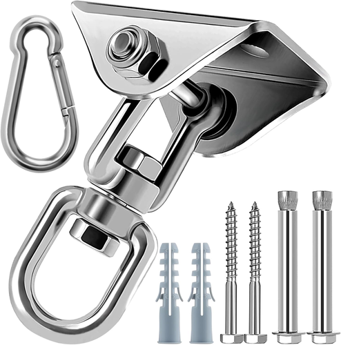 Heavy Duty 360° Rotating Hammock Hanging Kit - 1000 Lb Stainless Steel Hooks - Picture 7 of 12