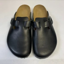 Birkenstock New w/ Box Boston Grip Vintage Wood Black Leather Reg - Select Size