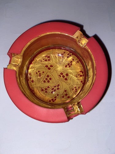 Ugly House Pizza Pizza Pizza Rubber Covered Ashtray 3 1/2 Round-Vintage