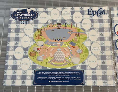 WDW Epcot Remy's Ratatouille Hide & Squeak 2015 Scavenger Hunt con pegatinas - Imagen 2 de 4