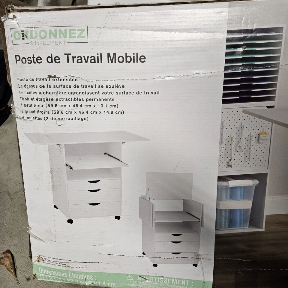 Simply Tidy 48英寸白色可扩展移动工作站工艺车 — 第 4/4 张图片