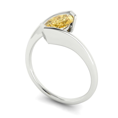 1Ct Marquise Cut Yellow Moissanite Solitaire Engagement Ring, 14K White Gold - Picture 2 of 11