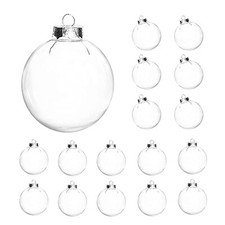 16 pcs Hanging Clear Plastic Fillable Ornaments Balls, 2.36" DIY Christmas Ba...