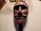 Guatemalan Antique Vintage Hand Carved Traditional Mask Head Puppet on Stick — photo 1