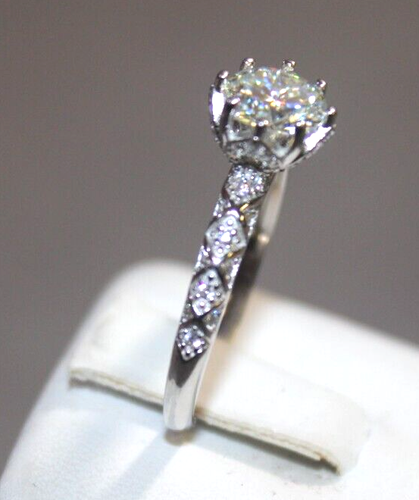 GRA Certified 925 Sterling Silver & 1ct Moissanite Engagement Ring ~ 7.5 - Picture 3 of 24