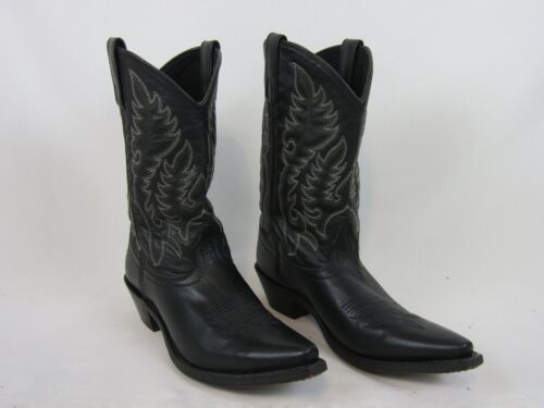 Womens Laredo Western Boots-Size 6.5-Black-11 Inch-Snip Toe-Leather-#51090-VGUC