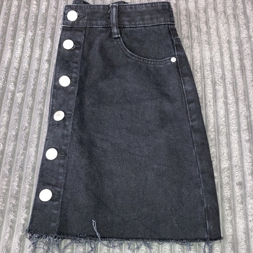 ZARA Size S Black Denim Cotton Mini Skirt With Button Up Front - Picture 3 of 6