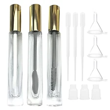 Empty Mascara Tube and Wand Glass, 3PCS 10Ml Empty Mascara Tube and Lip Gloss Tu