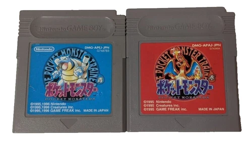 Nintendo Game Boy Japanese Lot of 2 - Pocket Monsters Blue & Red - CWcx90
