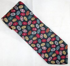 DANIEL CRAIG Black with Colored Ovals Silk Neck Tie 59" Long x 3.75" Wide E832 