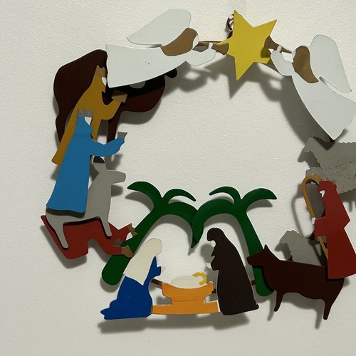 Midwest Metal Nativity Wreath Wall Hanging Christmas Holidays Holy Decoration - Picture 2 of 8