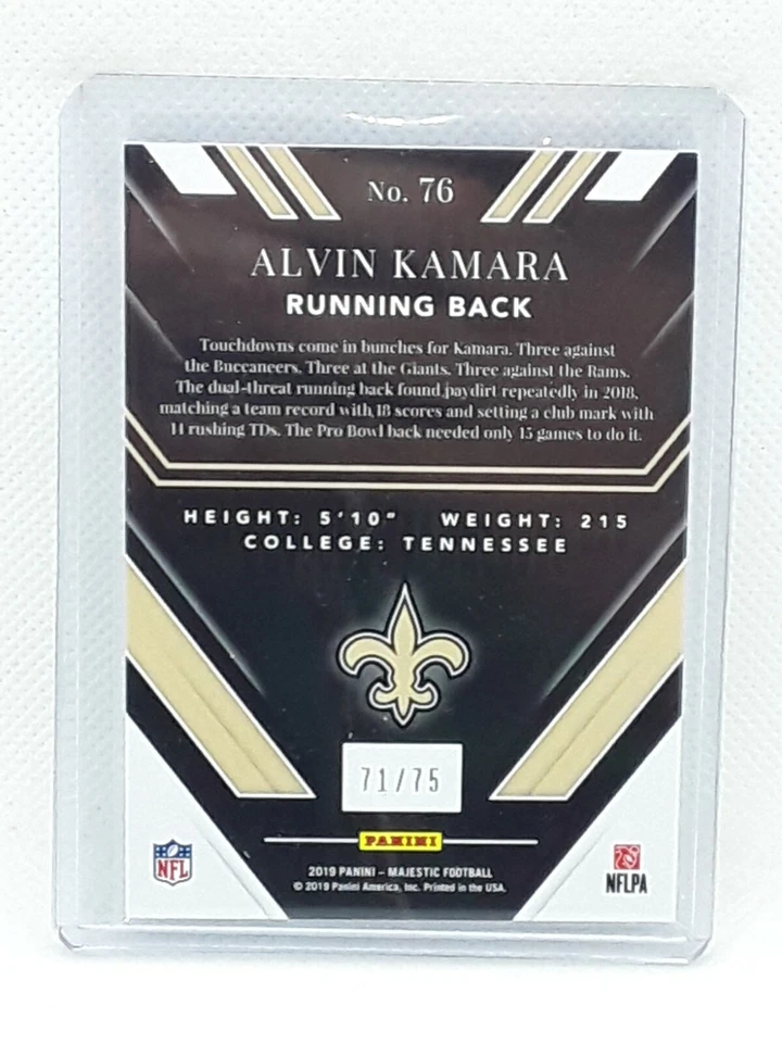 Alvin Kamara 2019 Panini Majestic Football - SILVER (71/75) - New Orleans Saints - Image 2 of 2