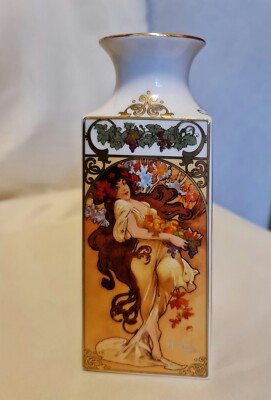 Alphonse Mucha  Goebel Vase Porzellan Unikat ''Four Seasons''