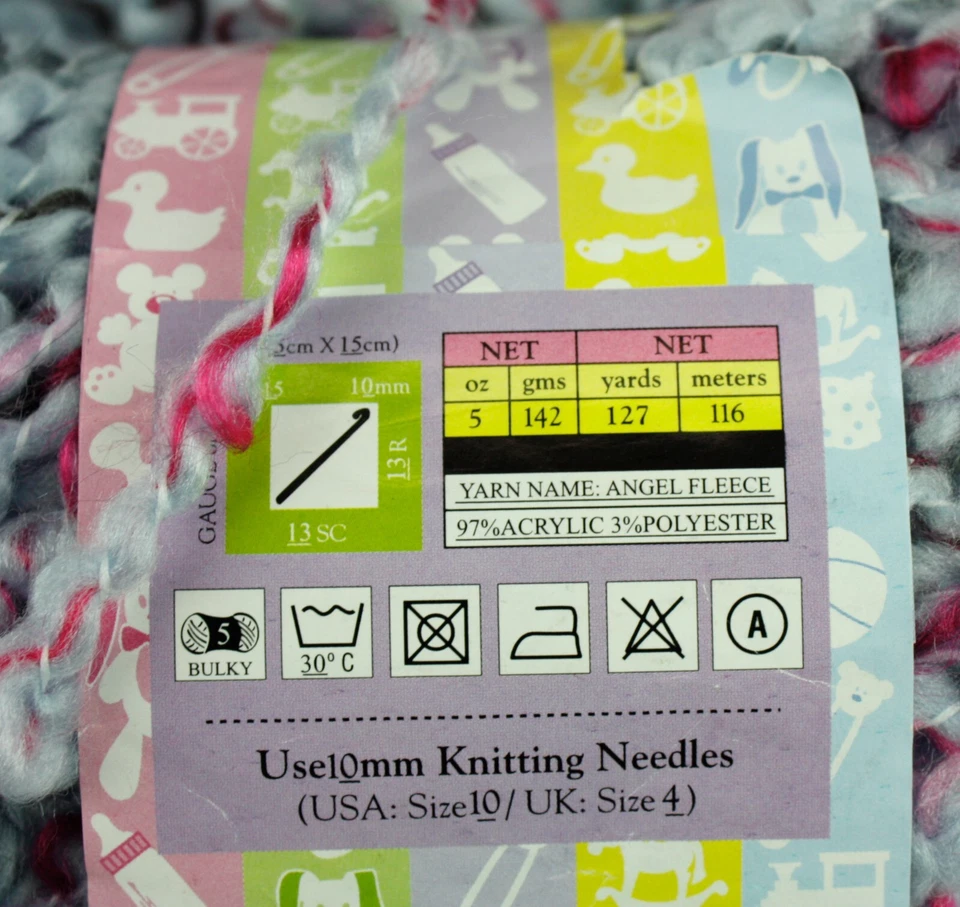 Lote de 4 hilados Ladybug de vellón ángulo azul bebé #1131 5 oz/127 yardas cada uno azul/rosa Foto 4 de 4