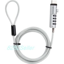 Security USB Port Lock Steel Cable Chain 4-wheel Combination for MacBook Laptop