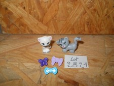 #2821# LEGO FRIENDS LOT 2 FIGURINES CHATS BLANC ET GRIS AVEC ACCESSOIRES ANIMAUX