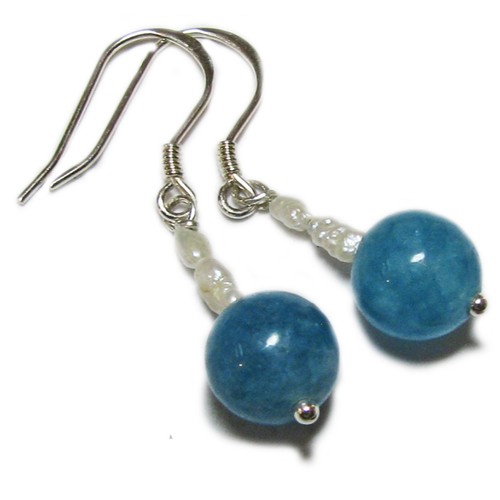 Sterling Silver Aquamarine &  Pearl Bead Jewelry Set By SoniaMcD - Picture 3 of 12