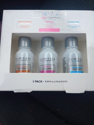 3Pack CLINICALS Facial Serums ~Brightening Vit C ~Firming Peptides ~Hydrating HA
