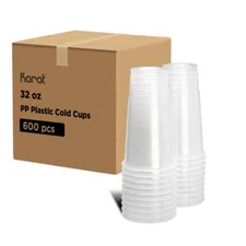 Karat 32oz Premium PP Plastic Cold Cups (104.5mm)/BPA free - 600 pcs, C-KPP32