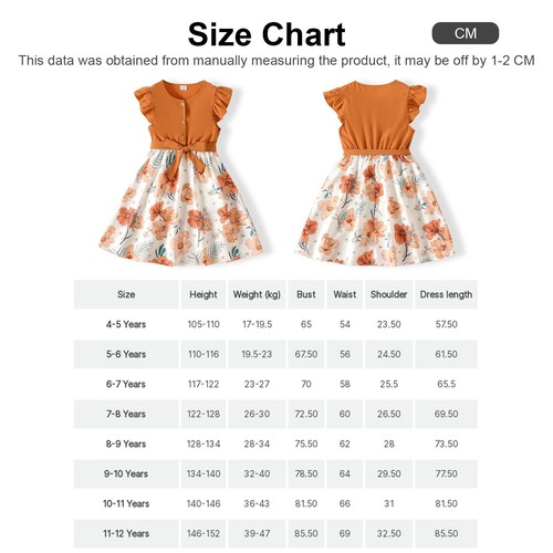 Girl Kids Dress Dresses Party Floral Splice Flutter-sleeve Dress Girl Clothing - Picture 8 of 18