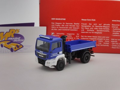 --- LKW weiss MAN TGS M Dreiseitenkipper mit Kran SK61 HERPA excl