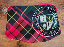 ESTEE LAUDER Plaid Zippered Makeup Cosmetic Travel Bag 9" x 5.5" Brand New