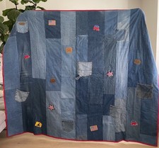 Patriotic Denim Patchwork Quilt Throw Republican Americana 70x80