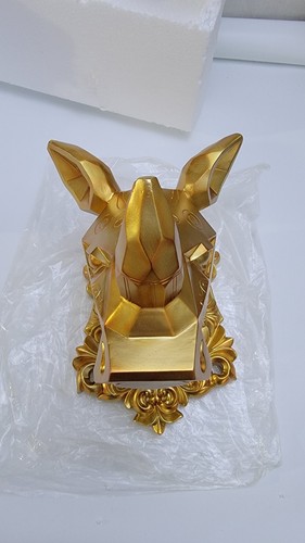 Large Gold Rhino Head Wall Sculpture Resin Animal Art Decor Geometric 3D - Picture 4 of 8