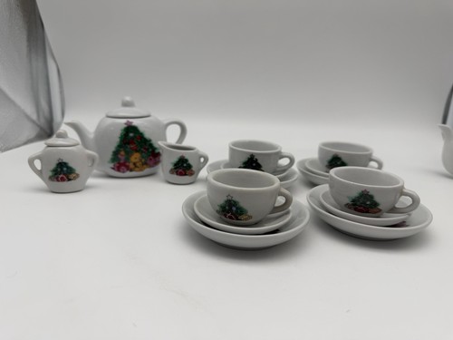 Vintage Child Porcelain 37pcs Mini Play Tea Set Christmas Tree, Teddy Bear Gifts - Picture 4 of 18