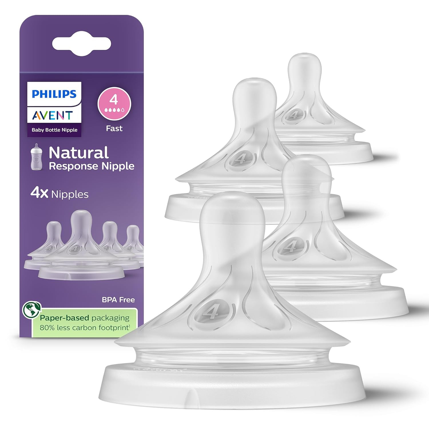 Philips Avent Natural Response Nipples, Fast Flow (Flow 4), 