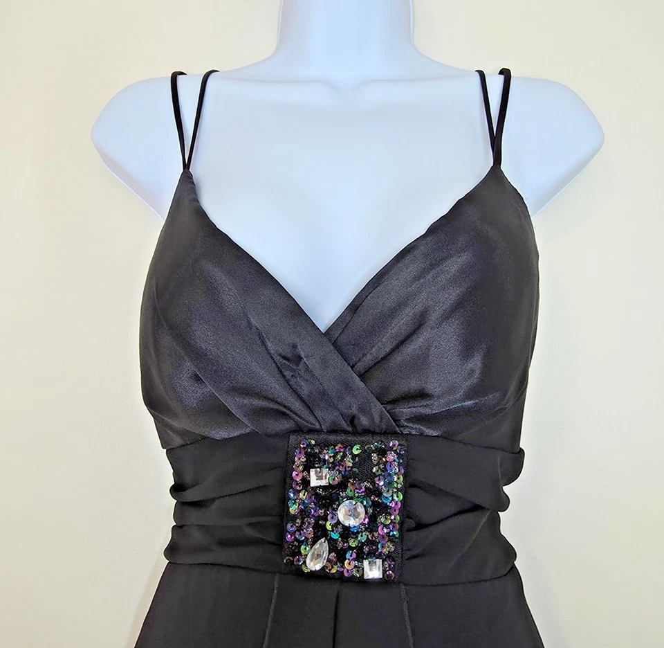 Vestido De Colección Y2K Teeze Me Pañuelo Dobladillo Talla 12/13 Negro Transparente Formal Hoco Fairy Foto 3 de 4